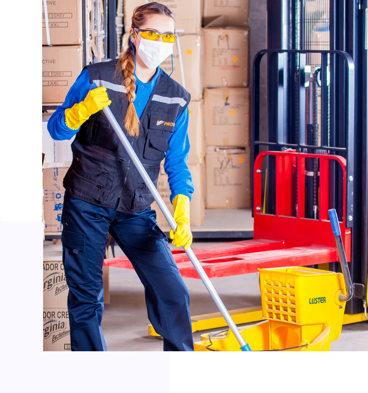 Office cleaner performing office cleaning at Launceston business